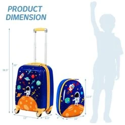 Goplus Kids Luggage Set, 12" & 18" Kids Carry On Luggage Set, Multi-directional Wheels Suitcase, Large Capacity Rolling Trolley Suitcase, Gift For Boys And Girls Toddlers Children Travel (Universe) -Travelpro Shop 41de1pBFUVL