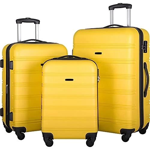 Expandable 3 Piece Luggage Sets Hardside Durable Suitcase With Spinner Wheels TSA Lock, 3 Pcs Carry On Case Travel Home Outdoor School Lightweight Trolley Case ( 20" 24" 28" Yellow) 2 Expandable 3 Piece Luggage Sets Hardside Durable Suitcase With Spinner Wheels TSA Lock, 3 Pcs Carry On Case Travel Home Outdoor School Lightweight Trolley Case ( 20" 24" 28" Yellow) - Image 2