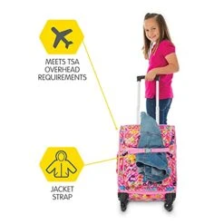 Bixbee Kids Luggage, Kids Luggage With Wheels For Girls & Boys With Telescoping Pullout Handle, Strap And Pockets- Lightweight Kids Suitcase & Carry On Bag For Airport, Travel, Overnight In Pink -Travelpro Shop 41f0N9z53XS