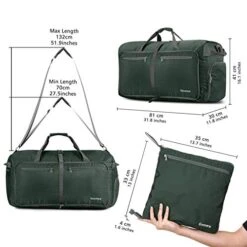 Gonex 100L Foldable Travel Duffel Bag For Luggage Gym Sports, Lightweight Travel Bag With Big Capacity, Water Repellent (Dark Green) -Travelpro Shop 41f Gl5gksL