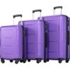 Expandable ABS Durable Suitcase 3 Piece Luggage Sets Lightweight With Double Wheels TSA Lock Spinner, Unisex Adults Teens Home Outddor Carry On Luggage (Purple 20/24/28 Inch)