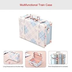 UNIWALKER Vintage Suitcase Set 20 Inch Carry On Spinner Luggage With 12 Inch Handbag For Women -Travelpro Shop 41i58ACiHWL