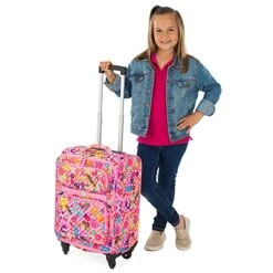 Bixbee Kids Luggage, Kids Luggage With Wheels For Girls & Boys With Telescoping Pullout Handle, Strap And Pockets- Lightweight Kids Suitcase & Carry On Bag For Airport, Travel, Overnight In Pink -Travelpro Shop 41iKTnNdjuS