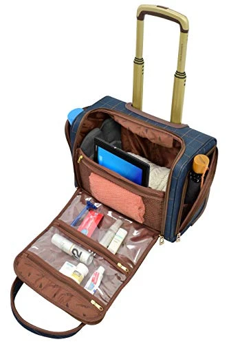 London Fog Kensington II 15" 2-Wheel Under The Seat Bag, Navy Window Pane 2 London Fog Kensington II 15" 2-Wheel Under The Seat Bag, Navy Window Pane - Image 2