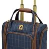 London Fog Kensington II 15" 2-Wheel Under The Seat Bag, Navy Window Pane