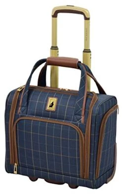 London Fog Kensington II 15" 2-Wheel Under The Seat Bag, Navy Window Pane