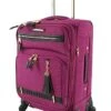 Steve Madden Designer Luggage Collection - Lightweight Softside Expandable Suitcase For Men & Women - Durable 20 Inch Carry On Bag With 4-Rolling Spinner Wheels (Peek-A-Boo Purple)
