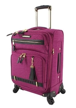 New Release 9 Steve Madden Designer Luggage Collection - Lightweight Softside Expandable Suitcase For Men & Women - Durable 20 Inch Carry On Bag With 4-Rolling Spinner Wheels (Peek-A-Boo Purple)
