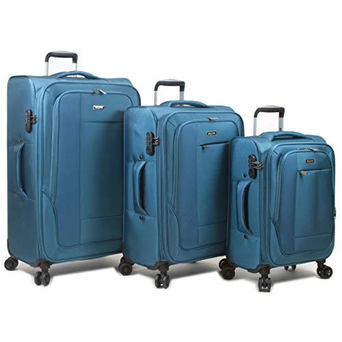 Dejuno Twilight Lightweight Nylon 3-Piece Spinner Luggage Set, Turquoise 1 Dejuno Twilight Lightweight Nylon 3-Piece Spinner Luggage Set, Turquoise