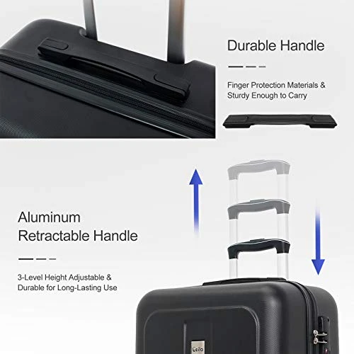 Ceilo ABS Hardside Luggage Sets With USB Interface Laptop Pocket,Lightweight Carry On Suitcase With TSA Lock&360°Spinner Wheels,Black,3-Piece Travel Luggage Set (20/24/28) 2 Ceilo ABS Hardside Luggage Sets With USB Interface Laptop Pocket,Lightweight Carry On Suitcase With TSA Lock&360°Spinner Wheels,Black,3-Piece Travel Luggage Set (20/24/28) - Image 2