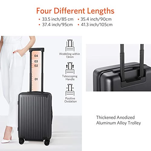 NINETYGO Carry On Luggage With Spinner Wheels, 22x14x9 Luggage, 100% PC Lightweight Hardside Suitcase With TSA Lock (20-inch Black) 5 NINETYGO Carry On Luggage With Spinner Wheels, 22x14x9 Luggage, 100% PC Lightweight Hardside Suitcase With TSA Lock (20-inch Black) - Image 5