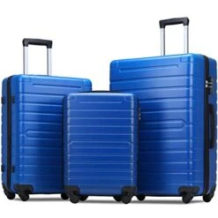 Flieks Luggage Sets 3 Piece Spinner Suitcase With TSA Lock Lightweight 20 24 28 Inch (Elegant Blue)