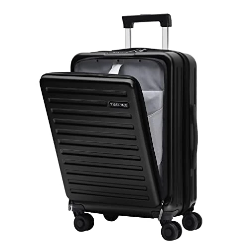 TydeCkare 20 Inch Carrry On Luggage With Front Zipper Pocket, 45L, Lightweight ABS+PC Hardshell Suitcase With TSA Lock & Spinner Silent Wheels, Convenient For Business Trips, Black 1 TydeCkare 20 Inch Carrry On Luggage With Front Zipper Pocket, 45L, Lightweight ABS+PC Hardshell Suitcase With TSA Lock & Spinner Silent Wheels, Convenient For Business Trips, Black
