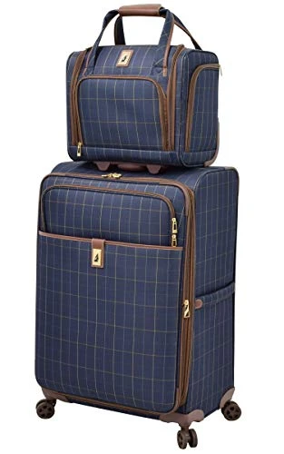 London Fog Kensington II 15" 2-Wheel Under The Seat Bag, Navy Window Pane 6 London Fog Kensington II 15" 2-Wheel Under The Seat Bag, Navy Window Pane - Image 6