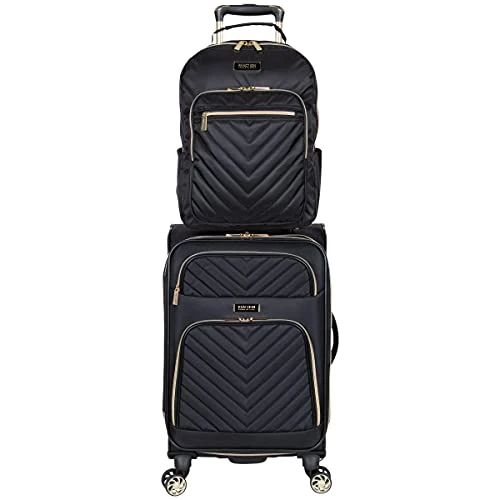 Kenneth Cole Reaction Women's Chelsea Luggage Chevron Softside 8-Wheel Spinner Expandable Suitcase Collection, Black, 2pc Bundle (Carry On+Backpack) 11 Kenneth Cole Reaction Women's Chelsea Luggage Chevron Softside 8-Wheel Spinner Expandable Suitcase Collection, Black, 2pc Bundle (Carry On+Backpack) - Image 11