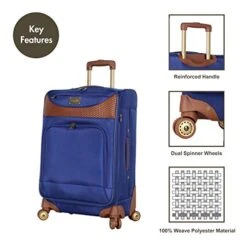 Caribbean Joe Castaway Designer Luggage - 4 Piece Softside Expandable Lightweight Spinner Suitcases- Travel Set Includes Tote Bag, 20-Inch Carry On, 24 Inch And 28-Inch Suitcases (Royal Blue) -Travelpro Shop 41ngYvCnO2L
