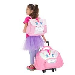 Bixbee Kids Luggage, Kids Luggage With Wheels For Girls & Boys With Telescoping Handle, Adjustable Strap And Pockets- Lightweight Kids Suitcase & Carry On Bag For Airport, Travel, Overnight In Unicorn -Travelpro Shop 41os05 ydeS
