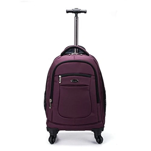 Racini Nylon Waterproof Rolling Backpack, Freewheel Travel Wheeled Backpack, Carry-on Luggage With Anti-Theft Zippers(Purple) 1 Racini Nylon Waterproof Rolling Backpack, Freewheel Travel Wheeled Backpack, Carry-on Luggage With Anti-Theft Zippers(Purple)