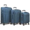 Dejuno Aurora Lightweight Denim 3-Piece Spinner Luggage Set, Navy