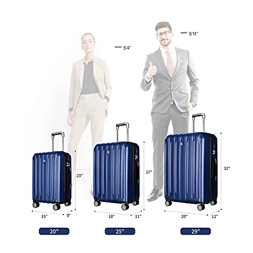 FOCHIER 3 Piece Hardshell Luggage Set, Expandable Hardside Lightweight Fashion PC+ABS Suitcase With Spinner Wheels & TSA Lock (20/24/28), Blue 3 FOCHIER 3 Piece Hardshell Luggage Set, Expandable Hardside Lightweight Fashion PC+ABS Suitcase With Spinner Wheels & TSA Lock (20/24/28), Blue - Image 3