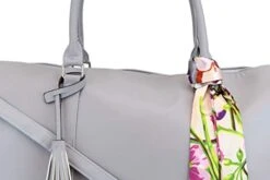 Women's Large PU Leather Weekender Duffel Bag With Satin Interior - Big 22" Carry-On Size - Light Grey -Travelpro Shop 41rDrZhYYfL