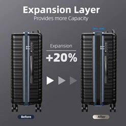 BEOW Expandable Luggage Sets Clearance 3 Piece Hardshell Lightweight PC+ABS Suitcase Spinner Wheels TSA Lock Black -Travelpro Shop 41sv7dcc24L