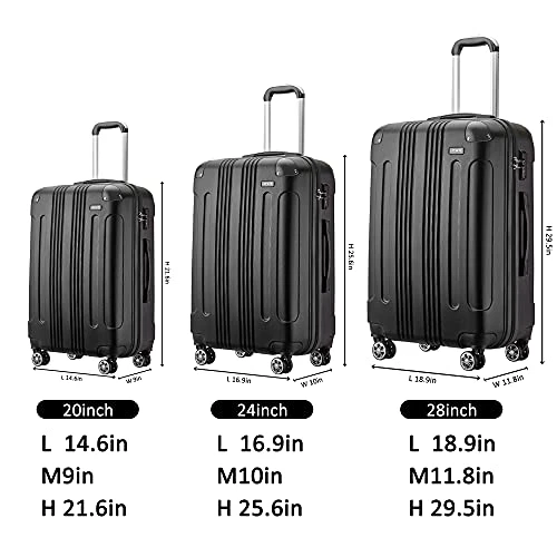 JOYWAY Luggage 3 Piece Set Suitcase Lightweight Hardshell TSA Lock Spinner (black) 2 JOYWAY Luggage 3 Piece Set Suitcase Lightweight Hardshell TSA Lock Spinner (black) - Image 2