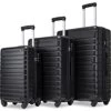 3 Piece Set Luggage Spinner Hardshell Lightweight Durable Suitcase TSA Lock, Women Men Teens Home Outdoor School Travel Carry On Luggage Sets, 20/24/28 Inch Black