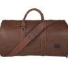 Carry On Garment Bag, Waterproof Mens Garment Bag For Travel Business, Large Leather Duffel Bag With Shoe Compartment -Brown