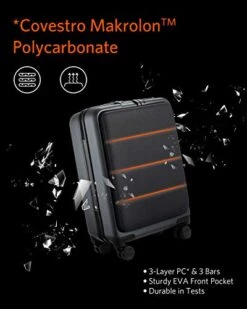 NINETYGO Carry On Luggage 22x14x9 With Spinner Wheels, Hardside Carry On Suitcase With Front Pocket Lock Cover, Super Convenient & Lightweight For Business Travel (20") -Travelpro Shop 41ydcjrBdiL