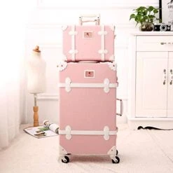UNIWALKER Vintage Suitcase Set 20 Inch Carry On Spinner Luggage With 12 Inch Handbag For Women (Embossed Pink) -Travelpro Shop 41ywz9hHykL