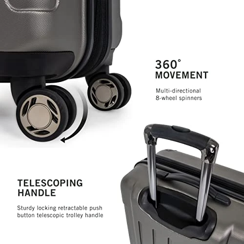 Kenneth Cole Reaction Renegade 20" ABS Expandable 8-Wheel Carry-On, Silver, Inch 4 Kenneth Cole Reaction Renegade 20" ABS Expandable 8-Wheel Carry-On, Silver, Inch - Image 4