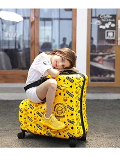 AO WEI LA OW Cute Unisex Kids Ride On Suitcase Travel Trolley Case Spinner Carry On Luggage With Wheels Suggest Fits To Kids Aged 3-6 Years Old(Yellow/01, 20 Inch) -Travelpro Shop 51 BGsfCSBL