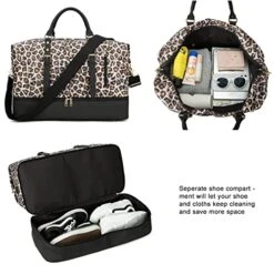 Weekender Overnight Bag Oversized Travel Duffel Leather For Men And Women (Brown Black Leopard Print) -Travelpro Shop 51 loy4aBgL