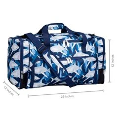 Wildkin Kids Weekender Duffel Bag For Boys And Girls, Carry-On Size And Perfect For Weekend Or Overnight Travel, 600-Denier Polyester Fabric Duffel Bags Measures 22 X 12 X 12 Inches (Sharks) -Travelpro Shop 510JAdrhceL