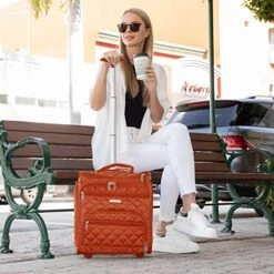 16.5" Underseat Women Luggage Carry On Suitcase - Small Rolling Tote Bag With Wheels (Orange) -Travelpro Shop 51100Q2Nr 2BL