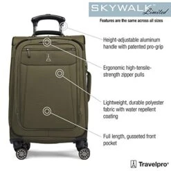 Travelpro Skywalk Limited 3 Piece Spinner Suitcase Set - Softside Expandable Travel Luggage With Spinning Wheels – Carry On & Checked Bags, Olive -Travelpro Shop 511AF6qAK L