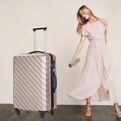 Apelila 5 Piece Luggage Sets,Travel Suitcase Spinner Hardshell Lightweight W/Free Suitcase Cover& Hanger (4PC Champagne Gold With Bag) -Travelpro Shop 512SzhZ5TYL d8f582d9 ee51 4cfc a364 3c91a333df07