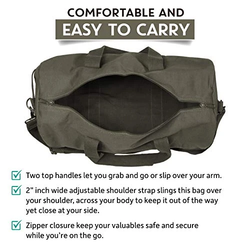 Semper Fi Skull Corp Sport Heavyweight Canvas Duffel Bag (Medium (19" X 9" X 9"), Olive & Black) 5 Semper Fi Skull Corp Sport Heavyweight Canvas Duffel Bag (Medium (19" X 9" X 9"), Olive & Black) - Image 5