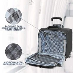 Travelpro Maxlite 5 Softside Lightweight Underseat Rolling Tote Bag, Black, 16-Inch -Travelpro Shop 513 libo bL