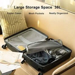 LEVEL8 Elegance Matte Carry-On Luggage, 20” Hardside Suitcase, Lightweight PC Matte Hardcase Spinner Trolley For Luggage, TSA Approved Cabin Luggage With 8 Spinner Wheels- Black, 20-Inch Carry-On -Travelpro Shop 513wla95BBL