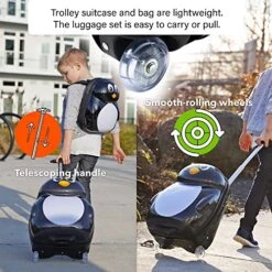 Kiddietotes Kids Carry-on Upright Luggage Suitcase And Backpack Set - Smooth Rolling Wheels - Penguin 11 Kiddietotes Kids Carry-on Upright Luggage Suitcase And Backpack Set - Smooth Rolling Wheels - Penguin -Travelpro Shop 5145bM6ueBL