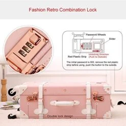 UNIWALKER Vintage Suitcase Set 20 Inch Carry On Spinner Luggage With 12 Inch Handbag For Women (Embossed Pink) -Travelpro Shop 5147YumvCnL