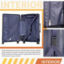 Coolife Luggage 3 Piece Sets PC+ABS Spinner Suitcase Carry On Fashion (Dark Green, One_Size) -Travelpro Shop 514xWmC7lTL