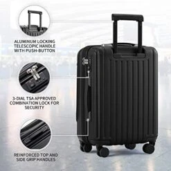 LEVEL8 Carry-On Luggage, Hardside Suitcase, 20” Lightweight ABS+PC Hardshell Spinner Trolley For Luggage With Built-In TSA Lock, 8 Spinner Wheels, Black, 20-Inch Carry-On -Travelpro Shop 515Iijjf9sL