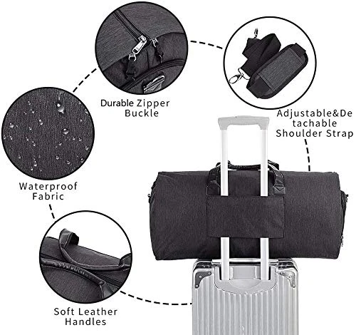 Carry On Garment Bag, 60L Large Travel Duffel Bag With Shoes Compartment Convertible Suit Travel Bag Weekender Bag For Men Women 5 Carry On Garment Bag, 60L Large Travel Duffel Bag With Shoes Compartment Convertible Suit Travel Bag Weekender Bag For Men Women - Image 5
