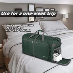 Gonex 100L Foldable Travel Duffel Bag For Luggage Gym Sports, Lightweight Travel Bag With Big Capacity, Water Repellent (Dark Green) -Travelpro Shop 518RgKxRd0L