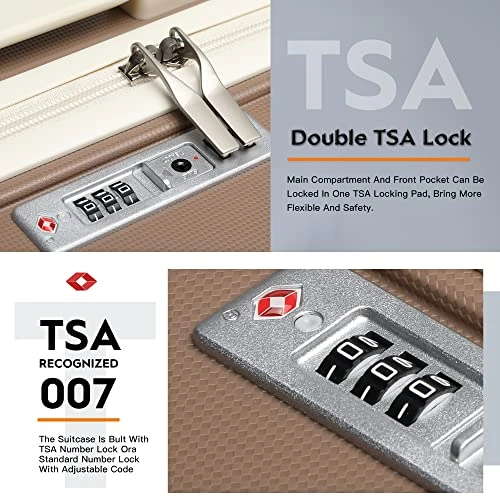 Joyway 20" Carry-On Suitcases & 14" Cosmetic Bag & 7" Small Bag, Lightweight Polypropylene Carrying Case With TSA Lock, Rigid Luggage With Swivel Wheels (Chocolate Color, 20in Carry-On) 4 Joyway 20" Carry-On Suitcases & 14" Cosmetic Bag & 7" Small Bag, Lightweight Polypropylene Carrying Case With TSA Lock, Rigid Luggage With Swivel Wheels (Chocolate Color, 20in Carry-On) - Image 4