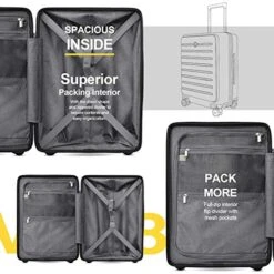 LEVEL8 Carry On Luggage, Road Runner 20-Inch Hardside Suitcase, Spinner Luggage With Front Pocket, Double TSA Locks - Black -Travelpro Shop 518tqGXxN7L