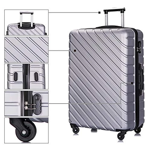 Apelila 5 Piece Luggage Sets,Travel Suitcase Spinner Hardshell Lightweight W/Free Suitcase Cover& Hanger (4PC Sliver W/Covers4+Hanger2+Backbag1) 6 Apelila 5 Piece Luggage Sets,Travel Suitcase Spinner Hardshell Lightweight W/Free Suitcase Cover& Hanger (4PC Sliver W/Covers4+Hanger2+Backbag1) - Image 6